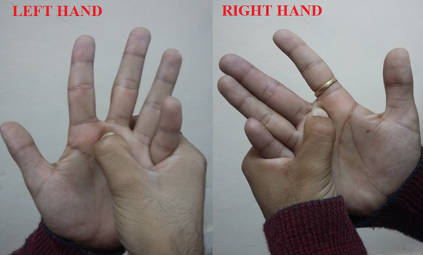 Acupressure points between index and middle finger 