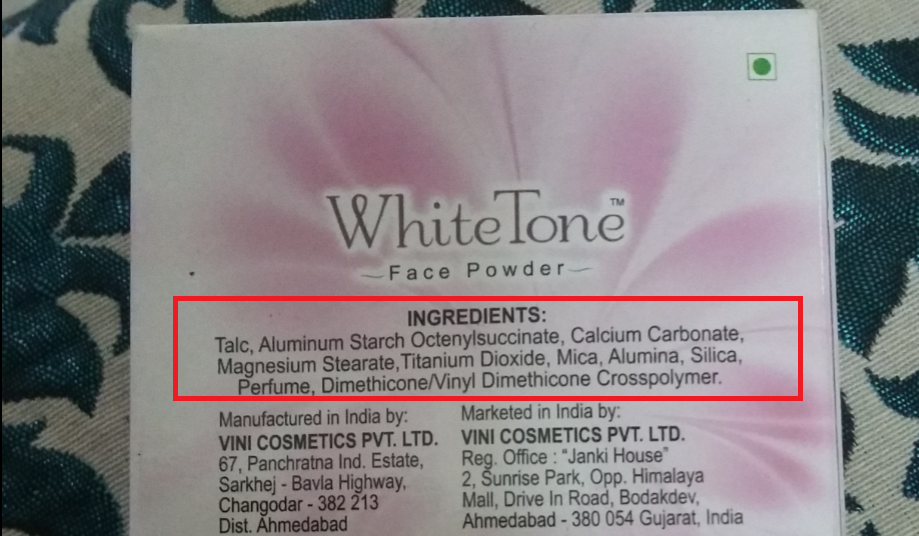White Tone Face Powder Ingredients